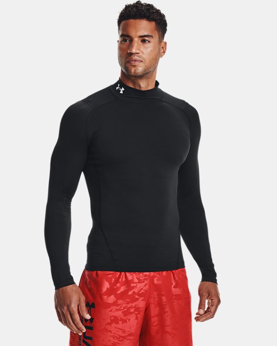 Men's HeatGear® Mock Long Sleeve, Black, pdpMainDesktop image number 0